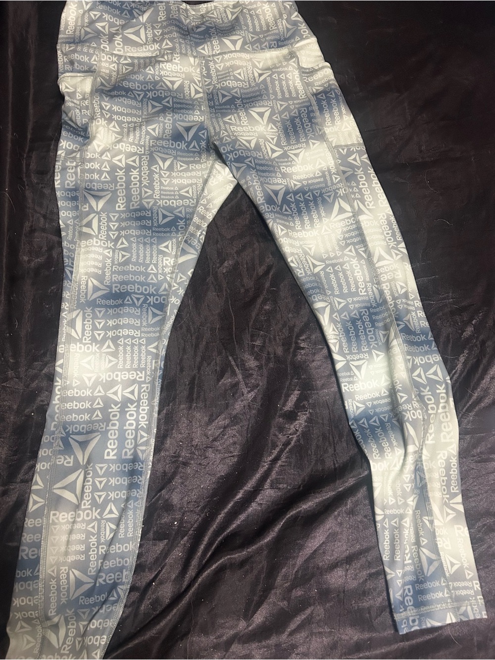 Reebok Grey and Light Pink Logo Print Leggings